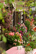 Wooden cottage with flowers