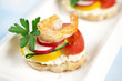 Crostini with feta and shrimps