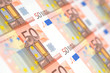 Nine 50 EURO bank notes shoted wide open.