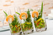 Prawn salad served in the glasses