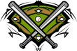 Baseball Field with Softball Crossed Bats Vector Image Template Baseball Field with Softball Crossed Bats Vector Image Template