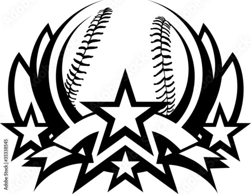 Vector: Baseball Vector Graphic Template with Stars Baseball Vector Graphic Template with Stars
