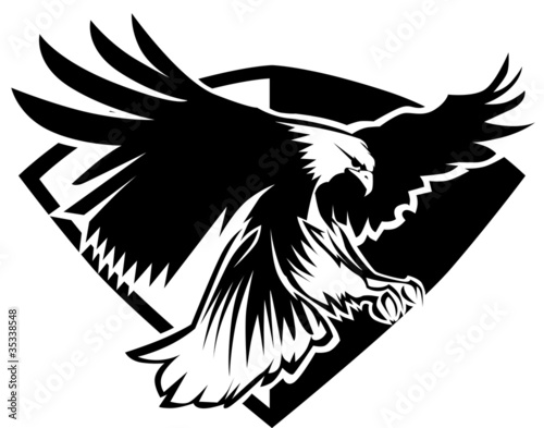 Vector: Eagle Mascot Flying Wings Badge Design Eagle Mascot Flying Wings Badge Design