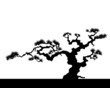 the Japanese landscape silhouette vector