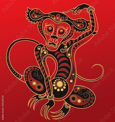 Vector: Chinese horoscope. Year of the monkey Chinese horoscope. Year of the monkey