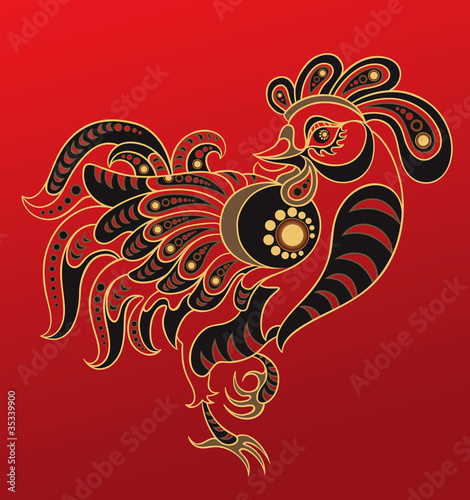 Vector: Chinese horoscope. Year of the rooster Chinese horoscope. Year of the rooster
