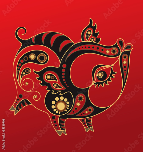 Vector: Chinese horoscope. Year of the pig Chinese horoscope. Year of the pig