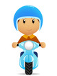Cartoon man ride on moto scooter