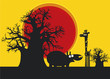 Silhouettes d'hippopotame et la girafe