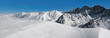 Horizontal panorama of  winter Pyrenees mountains, Andorra