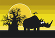 Funny silhouette of african rhinoceros