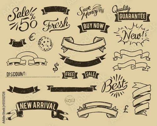 Vector: Vintage sale icons set Vintage sale icons set