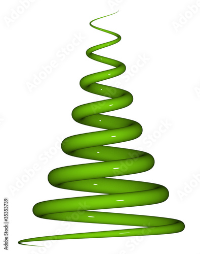 Illustration: 3d render of shiny reflective green coil on white 3d render of shiny reflective green coil on white