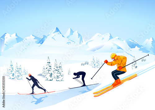 Vector: Ski-laufen Ski-laufen
