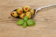 Olives in spoon