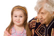 The elderly woman with the granddaughter