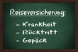 Kreidetafel Reiseversicherung