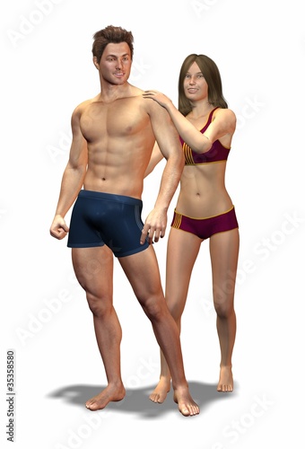 Illustration: catch mr. right / sporty couple catch mr. right / sporty couple