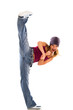 energetic girl doing kick