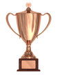 Bronze trophy cup on wood pedestal Bronze trophy cup on wood pedestal