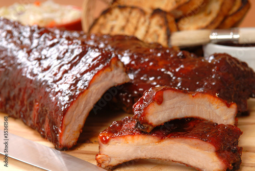 Photo: BBQ Ribs with toasted bread and cole slaw BBQ Ribs with toasted bread and cole slaw