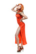 Foto: sexy woman in red dress isolated on white sexy woman in red dress isolated on white