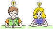 Buch lesende Kinder