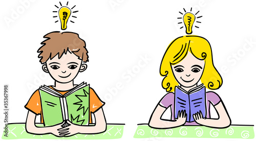 Vektor: Buch lesende Kinder Buch lesende Kinder