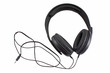 Big black headphones isolated on white