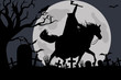 Illustration of a headless horseman with moon in background Illustration of a headless horseman with moon in background