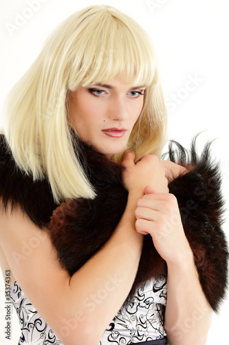Photo: gay man attractive she-male makeup with dress and platform shoes gay man attractive she-male makeup with dress and platform shoes