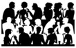 People silhouettes  at cafe