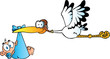 Stork Delivering A Newborn Baby Boy
