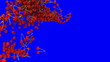 Red cherry flow with slow motion over blue screen