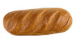 Bread loaf isolated on white background, top view
