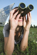woman observe on the grass