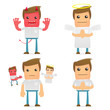 set of funny cartoon casual man set of funny cartoon casual man