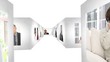Woman opening the doors of an animated corridors
