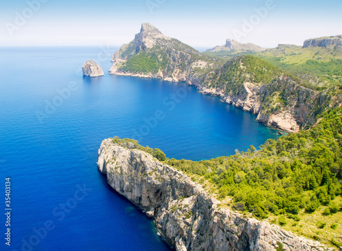 Photo: Formentor cape to Pollensa aerial sea view in Mallorca Formentor cape to Pollensa aerial sea view in Mallorca