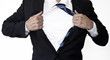 Superhero businessman opening shirt Superhero businessman opening shirt