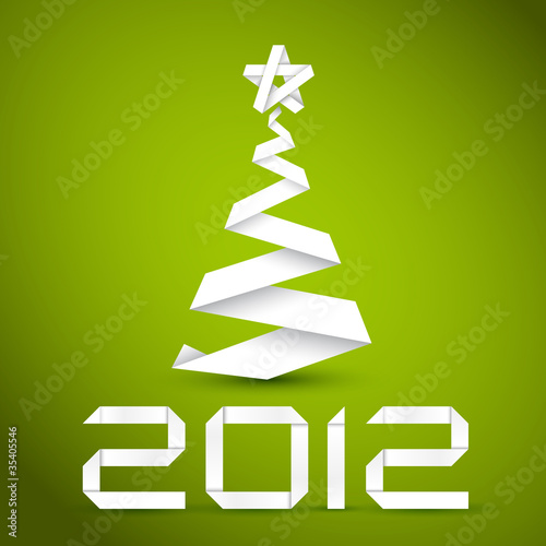 Vector: Simple vector christmas tree made from white paper stripe Simple vector christmas tree made from white paper stripe