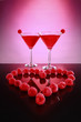 Heart shaped raspberry design and cosmopolitan