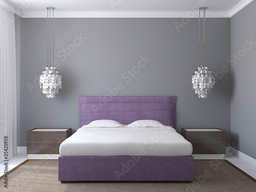 Illustration: Modern bedroom interior. Modern bedroom interior.