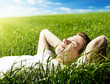 young man in spring grass young man in spring grass