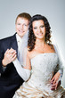 just married bride and groom embracing