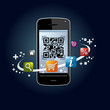Vector: qr code, flashcode, smartphone qr code, flashcode, smartphone