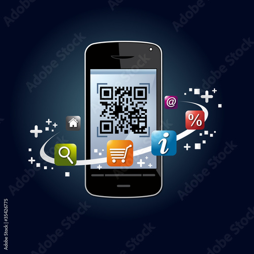 Vector: qr code, flashcode, smartphone qr code, flashcode, smartphone