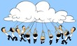 Cloud computing concept. People connection with "cloud".