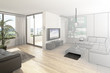 Apartment with a TV (drawing)
