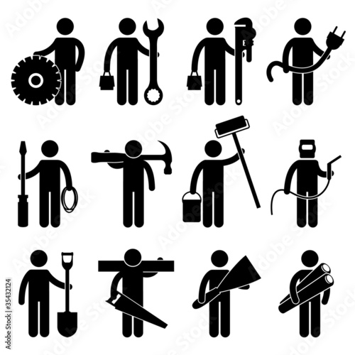 Vecteur : Engineer Architect Mechanic Electrician Construction Job Engineer Architect Mechanic Electrician Construction Job